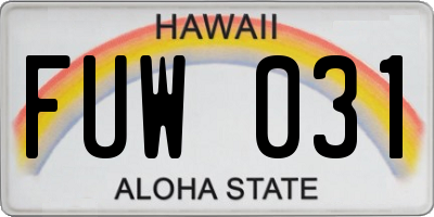 HI license plate FUW031