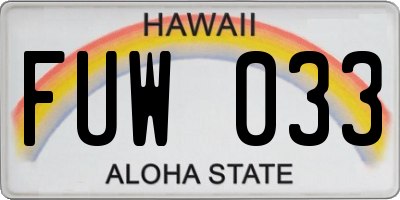 HI license plate FUW033