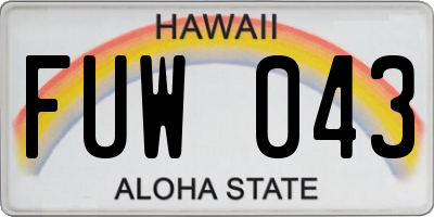 HI license plate FUW043