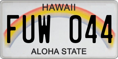 HI license plate FUW044