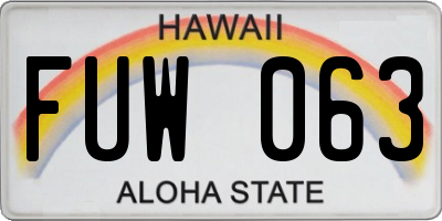 HI license plate FUW063