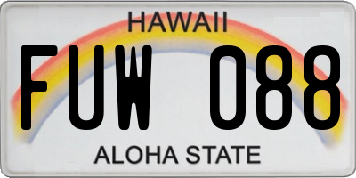 HI license plate FUW088