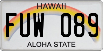 HI license plate FUW089