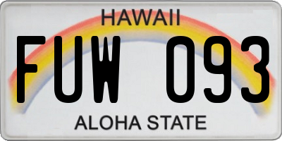 HI license plate FUW093