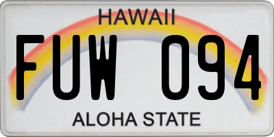 HI license plate FUW094