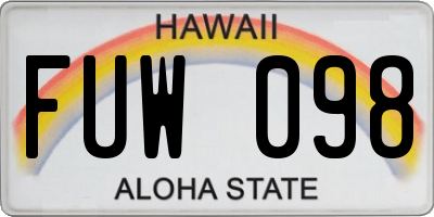 HI license plate FUW098