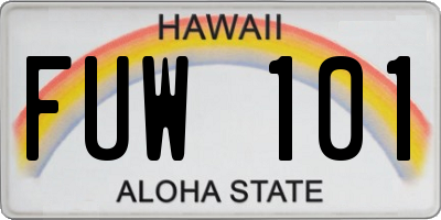 HI license plate FUW101