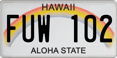 HI license plate FUW102