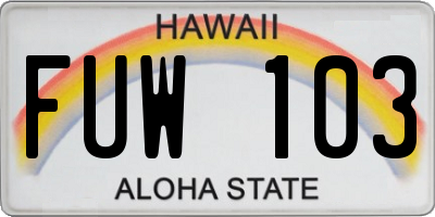 HI license plate FUW103
