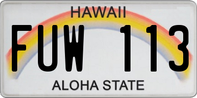 HI license plate FUW113