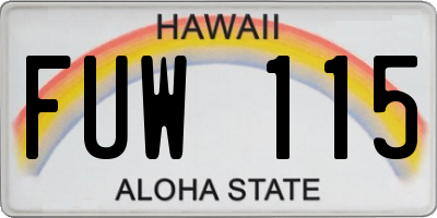 HI license plate FUW115
