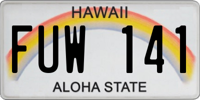 HI license plate FUW141