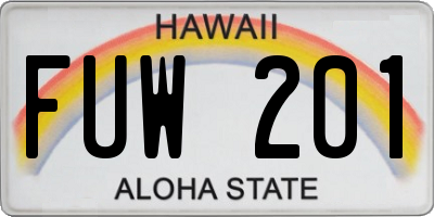 HI license plate FUW201