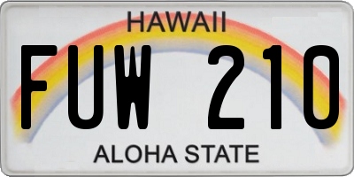 HI license plate FUW210