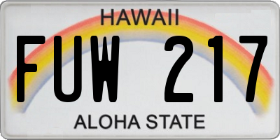 HI license plate FUW217