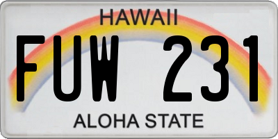 HI license plate FUW231