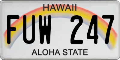 HI license plate FUW247