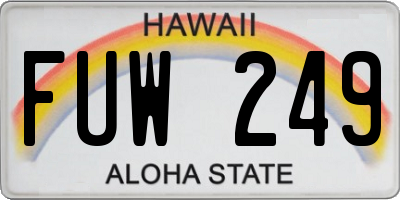 HI license plate FUW249
