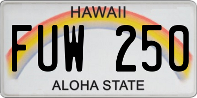 HI license plate FUW250