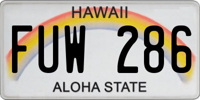 HI license plate FUW286