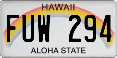 HI license plate FUW294