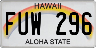 HI license plate FUW296