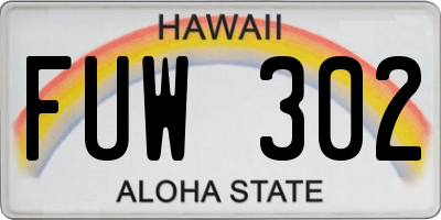 HI license plate FUW302