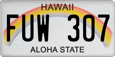 HI license plate FUW307