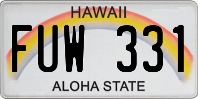 HI license plate FUW331