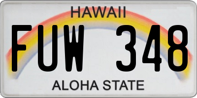 HI license plate FUW348