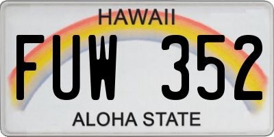 HI license plate FUW352