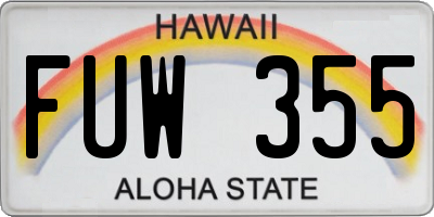 HI license plate FUW355
