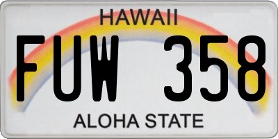 HI license plate FUW358