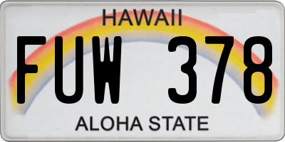 HI license plate FUW378