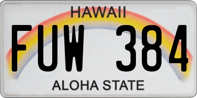 HI license plate FUW384