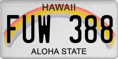 HI license plate FUW388