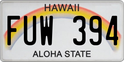 HI license plate FUW394