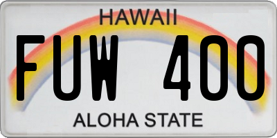 HI license plate FUW400