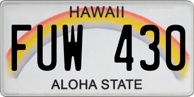 HI license plate FUW430