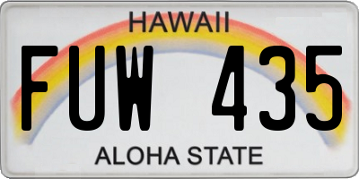 HI license plate FUW435