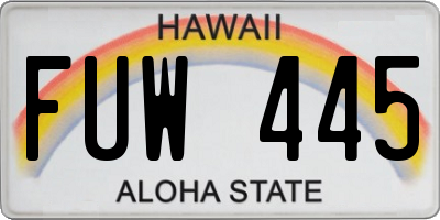 HI license plate FUW445