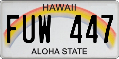 HI license plate FUW447