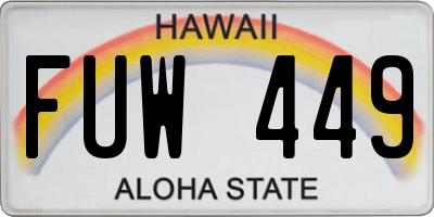HI license plate FUW449