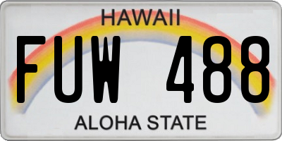 HI license plate FUW488