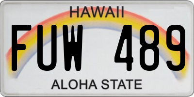 HI license plate FUW489