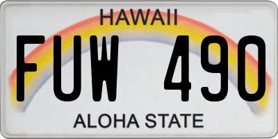 HI license plate FUW490