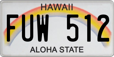 HI license plate FUW512