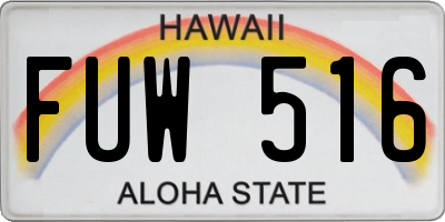 HI license plate FUW516