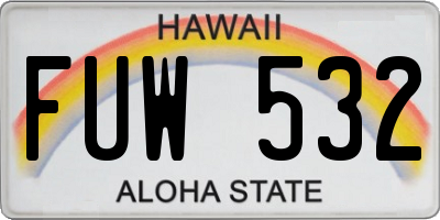 HI license plate FUW532
