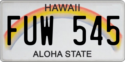 HI license plate FUW545